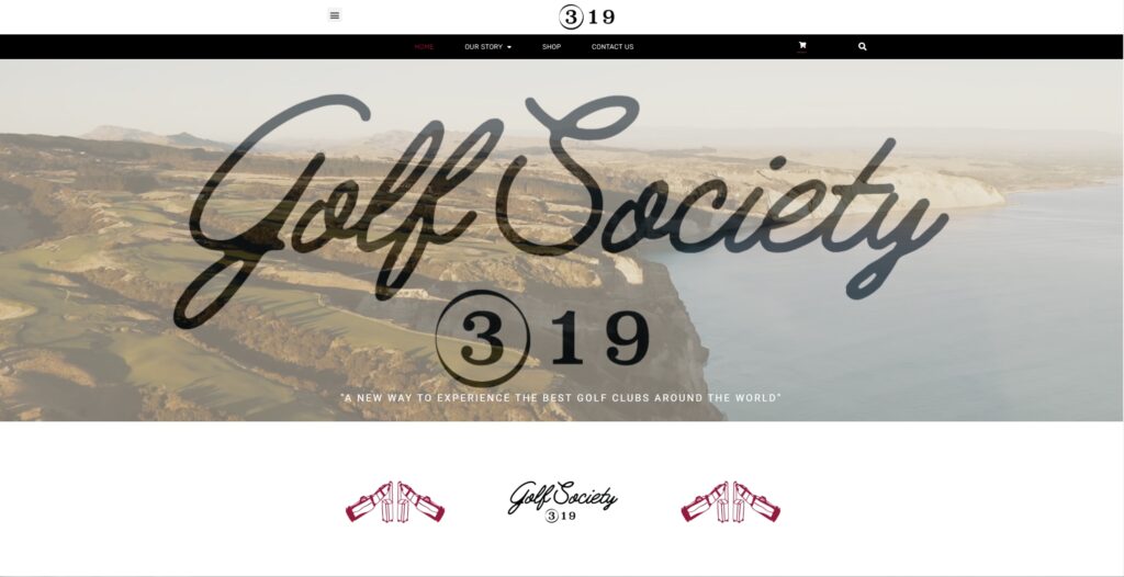 Landing Page of 319 Golf Society project